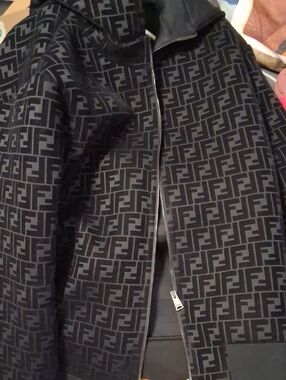 Fendi Black and Gray FF Monogram Zip Jacket Like New Worn Once